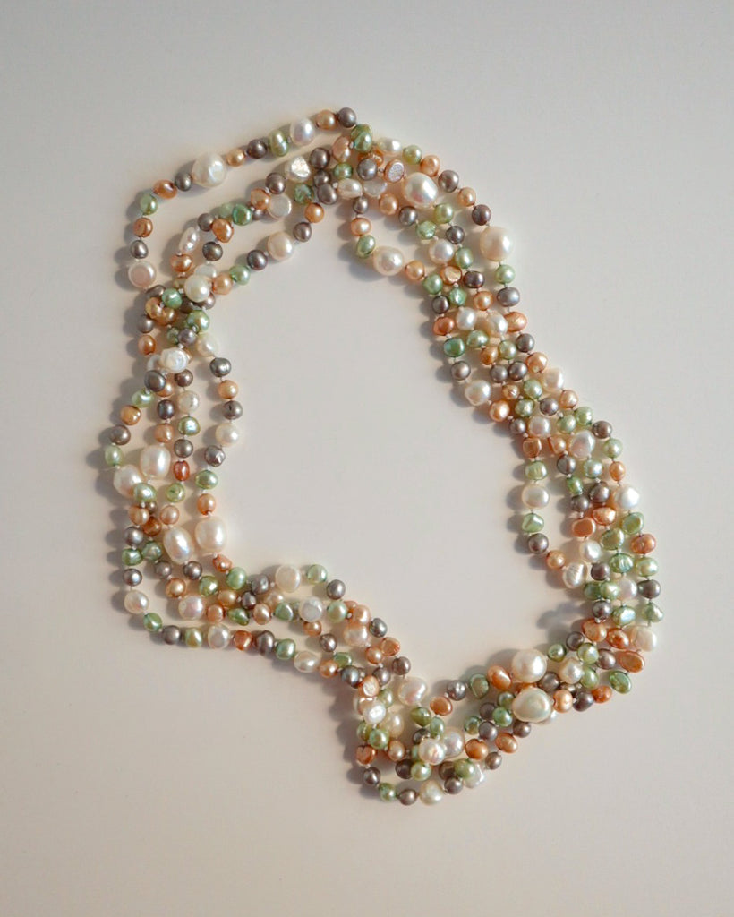 Multicolour Long Pearl necklace